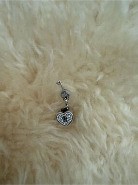 Silver Heart Lock & Key Dangle Charm
